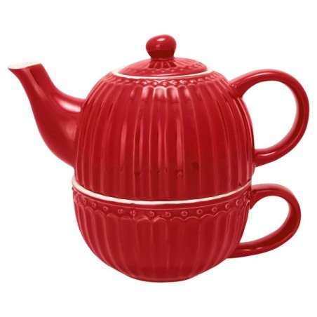 Juego de Tetera y Taza Rojo Alice Green Gate