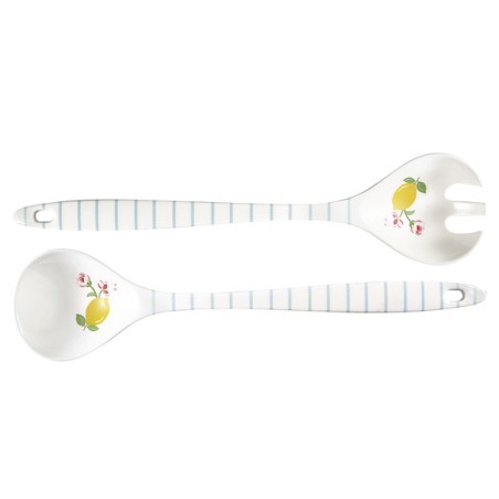 Cubiertos de melamina para ensalada Limona White Green Gate