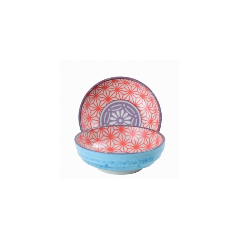 Bol de cerámica mini azul, coral y violeta Star Wave