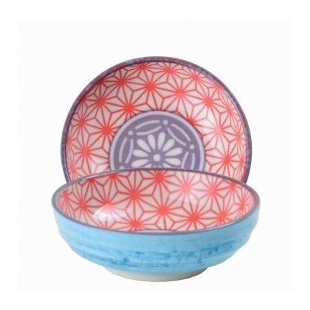 Bol de cerámica mini azul, coral y violeta Star Wave