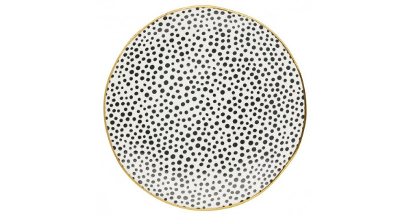 Plato de cerámica 26 cm Dot Black con borde oro Green Gate