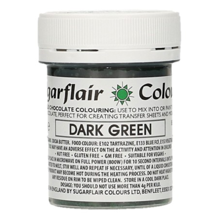 Colorante liposoluble para chocolate Verde Oscuro 35 gr Sugarflair