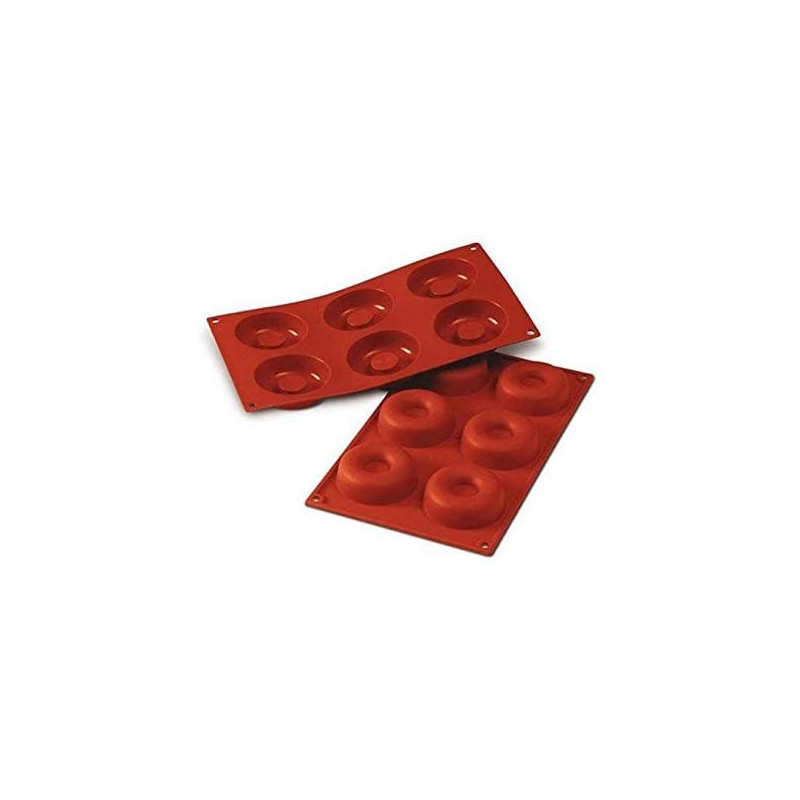 Rojo Color Terracota l silikomart 0 SF012 Molde de Silicona 6 cavidades con Forma de savarin 