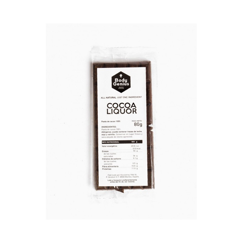 Tableta de Chocolate Cacao Puro sin azúcar My Body Genius