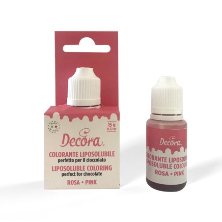 Colorante líquido Liposoluble para Chocolate Rosa 15ml Decora Italia