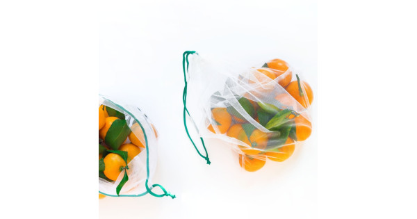 Set de 4 Bolsas de malla para fruta y verduras reutilizables
