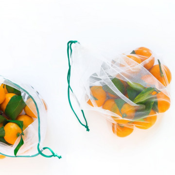 Set de 4 Bolsas de malla para fruta y verduras reutilizables