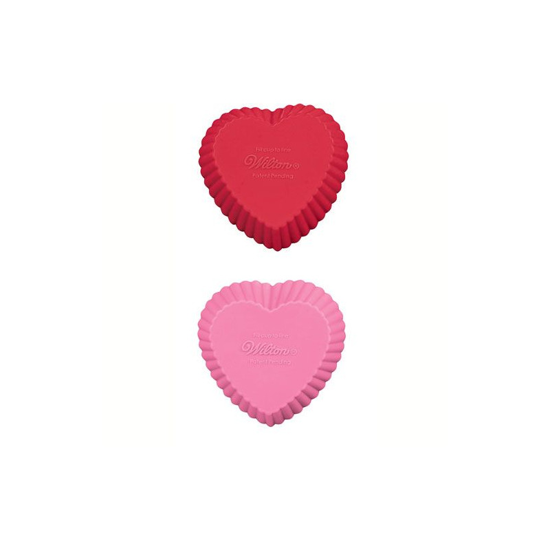 Molde Mini Cupcakes silicona Corazón Rojo y Rosa Wilton
