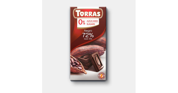 Chocolate Negro 72% 0% azúcar 150g TORRAS