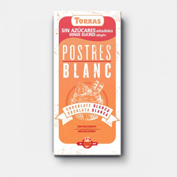 Chocolate Blanco para postres 0% azúcar TORRAS