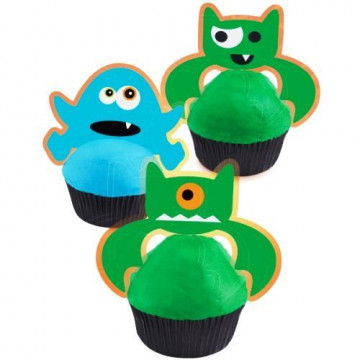 Pack de 12 toppers cupcakes Monstruos Halloween Wilton