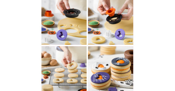 Pack de cortantes y perforador Linzer Cookies Halloween Decora Italia