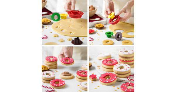 Pack de cortantes y perforador Linzer Cookies Navidad Decora Italia