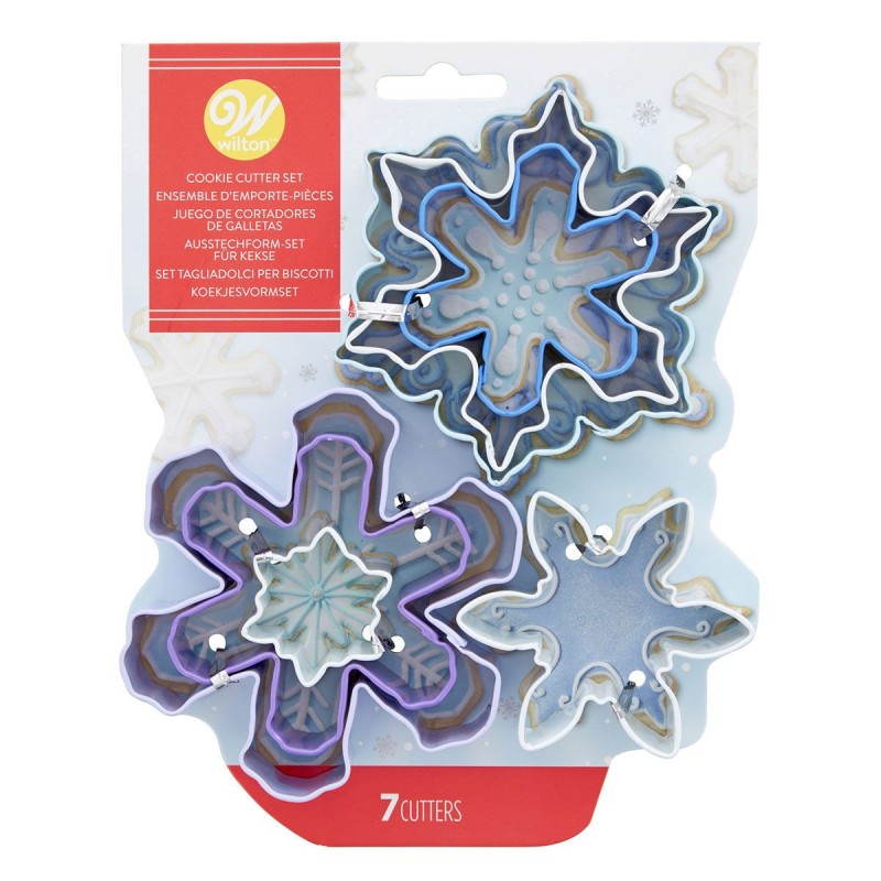 Pack 7 Cortantes Copos de Nieves Navidad Wilton