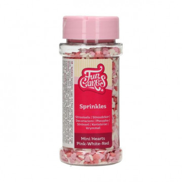 Sprinkles Mini Corazones Blanco, Rosa y Rojo 60 g Funcakes