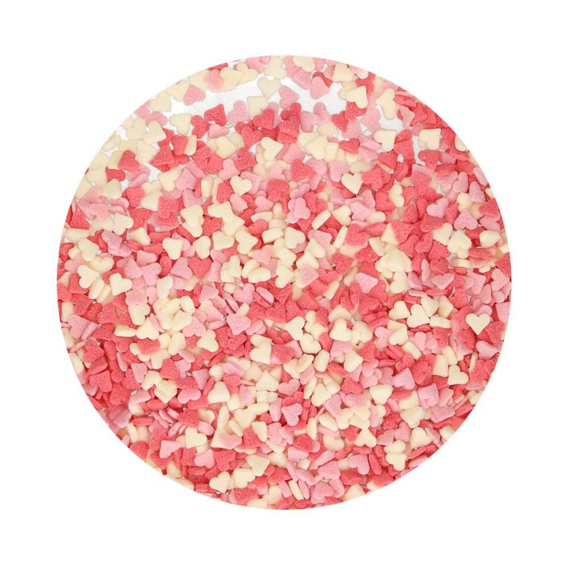 Sprinkles Mini Corazones Blanco, Rosa y Rojo 60 g Funcakes