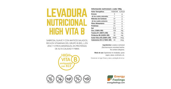 Levadura nutricional con Vitamina B Energy Feelings