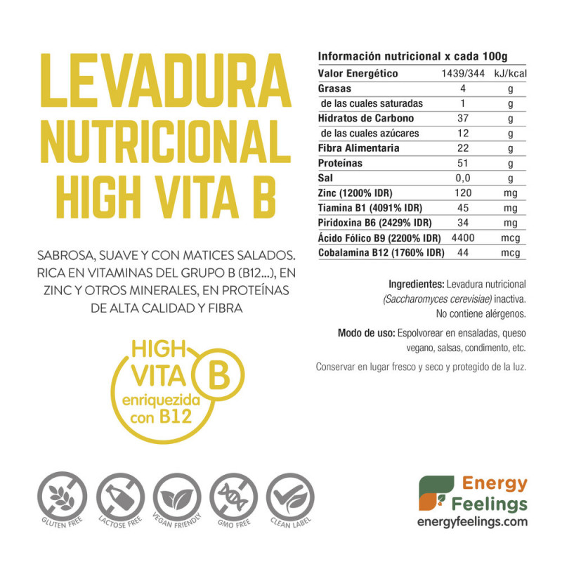 Levadura nutricional con Vitamina B Energy Feelings