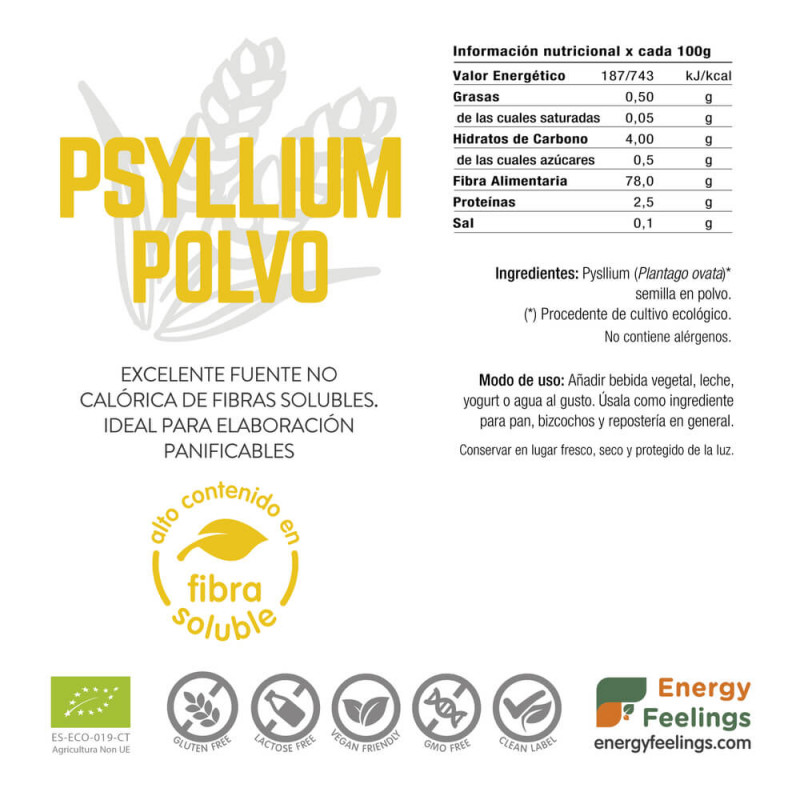 Psyllium en polvo Ecológico 200 gr Energy Feelings