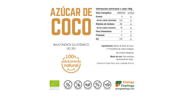 Azúcar de coco Ecológica 500 gr Energy Feelings