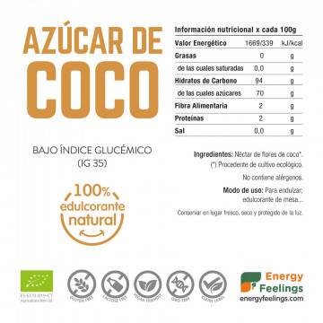 Azúcar de coco Ecológica 500 gr Energy Feelings