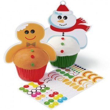 Pack de 12 toppers Gingerbread y Muñeco de Nieve Navidad Wilton