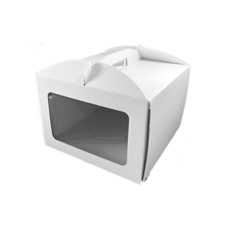Caja para tarta de 35 x 35 x 21 cm con ventana y asas
