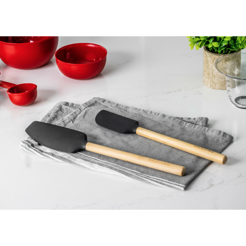 Espátula Lengua Larga de silicona Negro Bambú Kitchen Aid