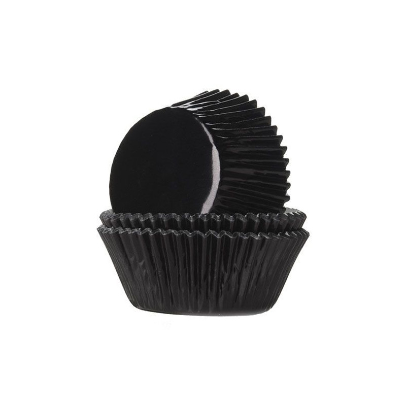 Cápsulas de Cupcakes Negro Metalizado (24) House of Marie
