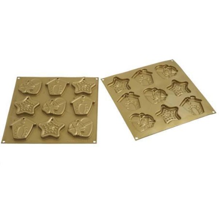 Molde silicona bizcochitos, piruletas My Christmas Cookies Oro SLK