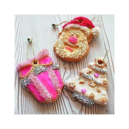 Molde silicona bizcochitos, piruletas My Christmas Cookies Oro SLK