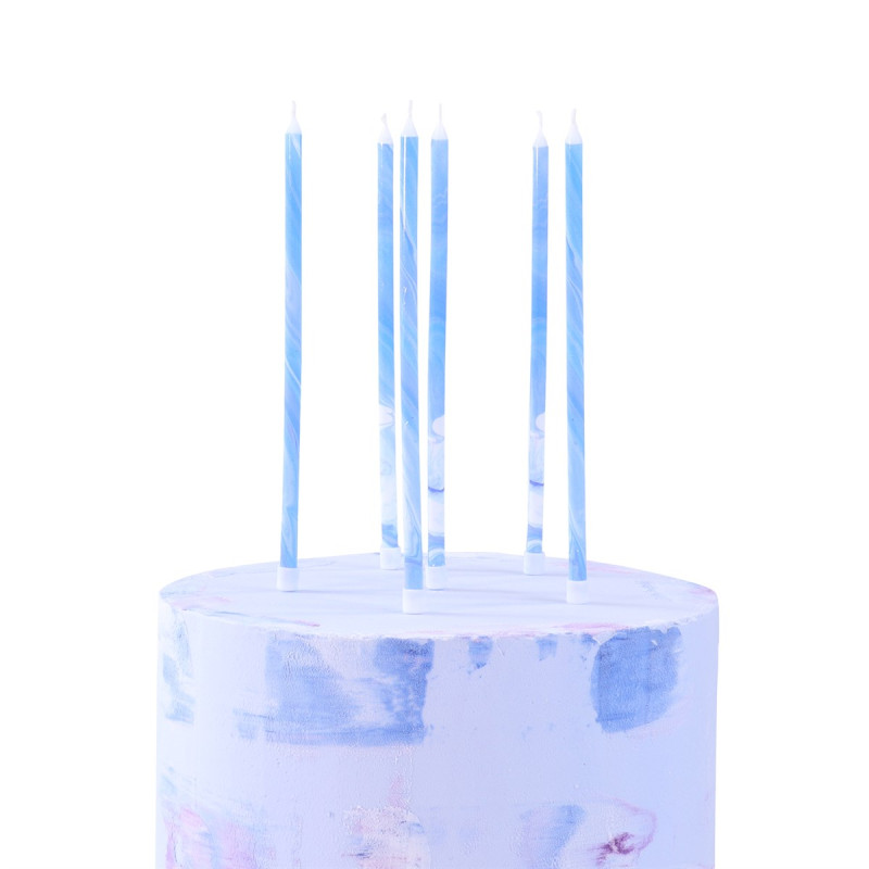 Pack 6 velas de cumpleaños Marmoleada Azul PME
