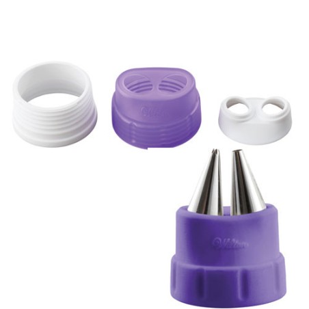 Pack boquillas + adaptador doble + 6 mandas pasteleras Wilton