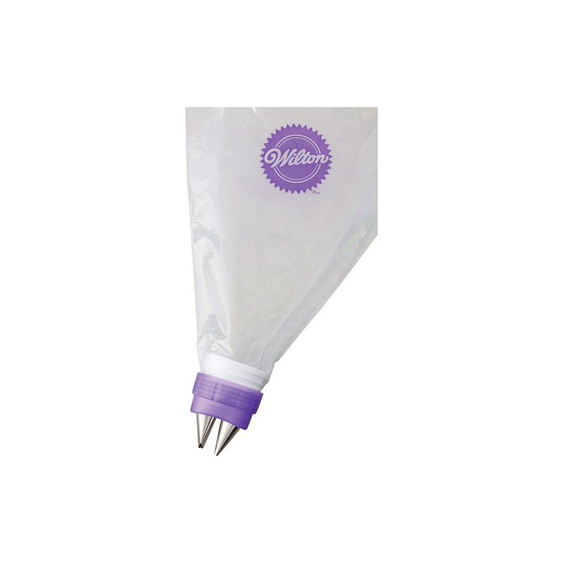 Pack boquillas + adaptador doble + 6 mandas pasteleras Wilton