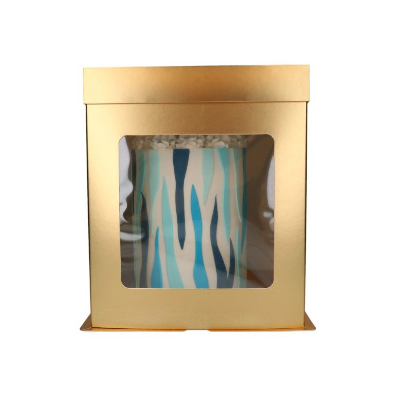 Caja de tarta Deluxe Alta con ventana Oro 26 cm Funcakes