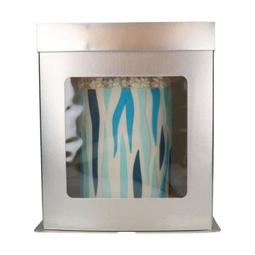 Caja de tarta Deluxe Alta con ventana Plata 26 cm Funcakes