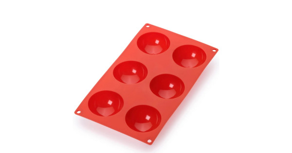 Molde 6 cavidades Semiesfera de Silicona 7 cm Rojo Lékué