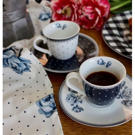 Taza + plato para expreso Vintage Indigo Katie Alice