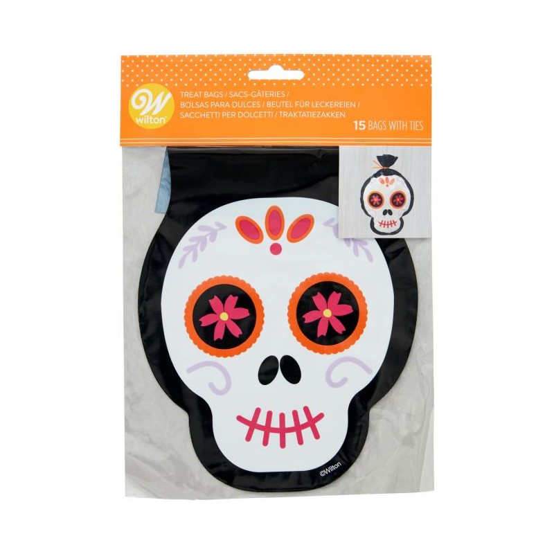 Pack de 15 Bolsas Calavera Catrina Halloween Wilton