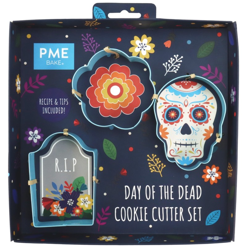 Pack 3 Cortantes Halloween: Calavera, Lápida y Flor PME