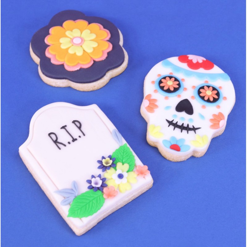 Pack 3 Cortantes Halloween: Calavera, Lápida y Flor PME