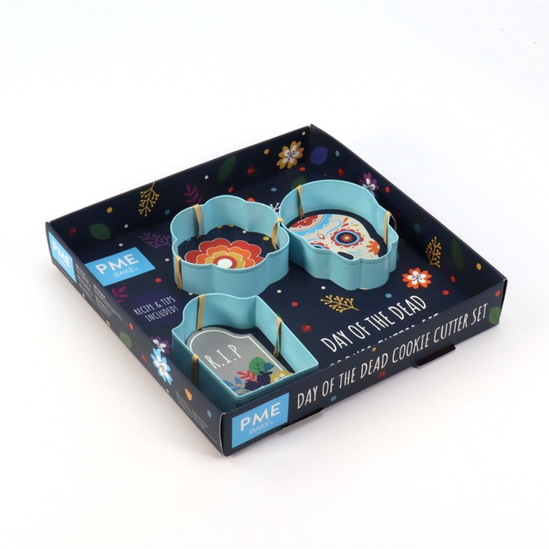 Pack 3 Cortantes Halloween: Calavera, Lápida y Flor PME