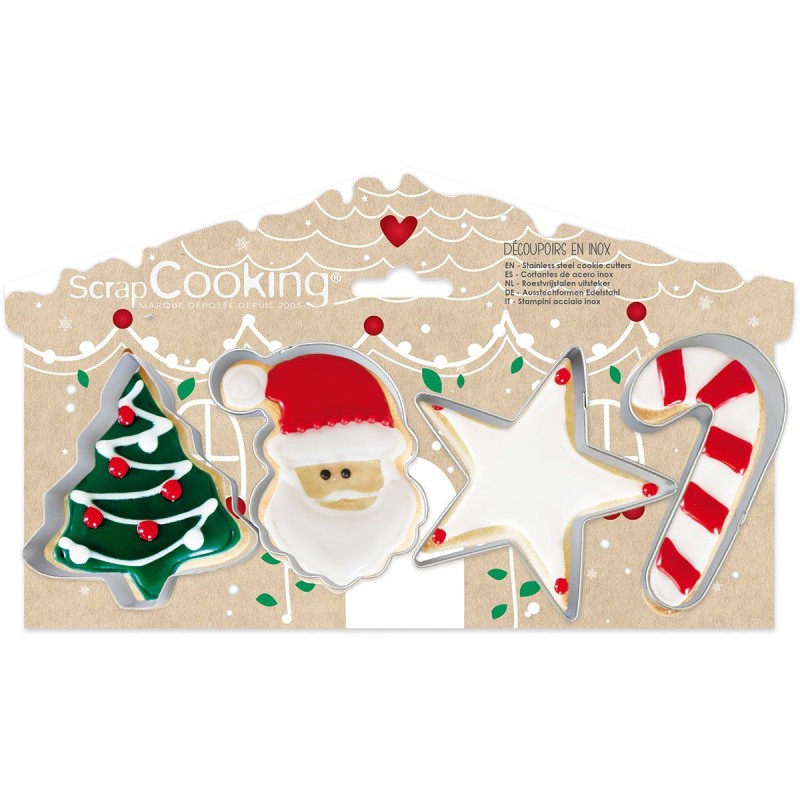 Pack 4 Cortantes de Galletas Navidad Scrapcooking