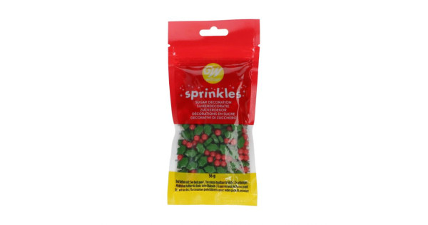 Sprinkles Hojas y Muérdagos 3D Navidad 56 g Wilton