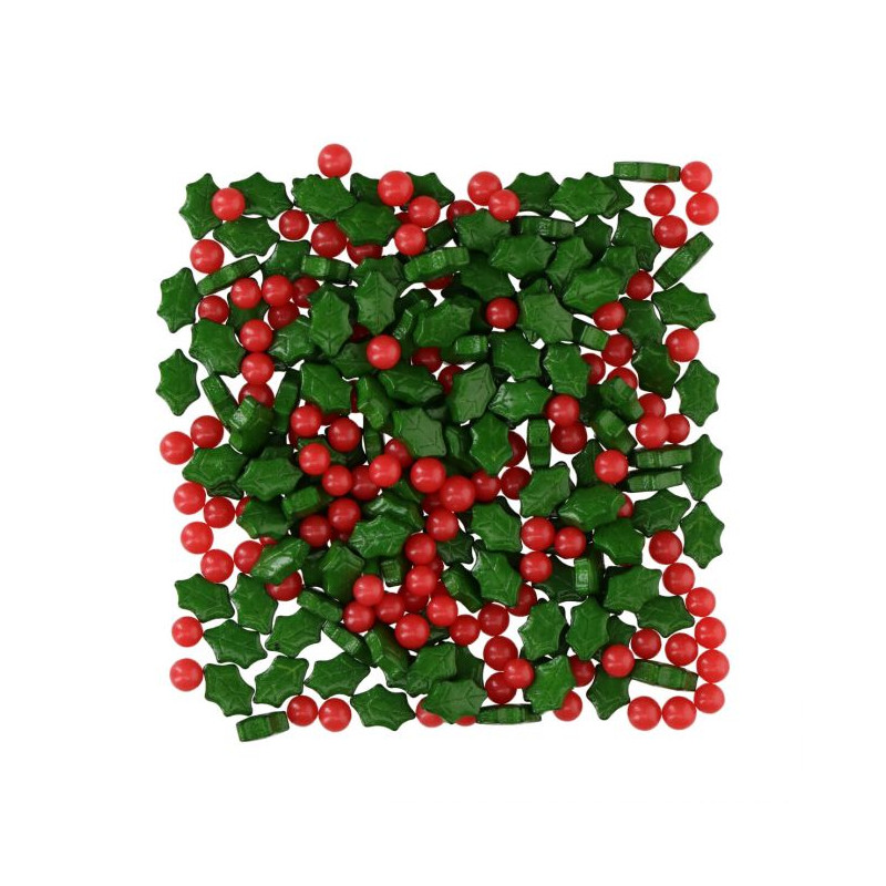 Sprinkles Hojas y Muérdagos 3D Navidad 56 g Wilton