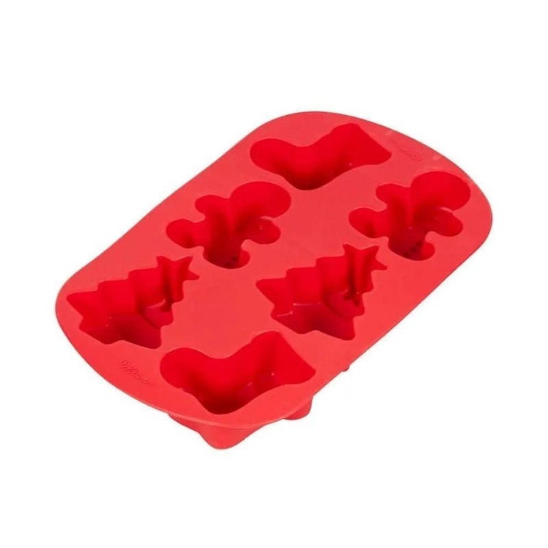 Molde 6 cavidades de silicona Básicos de Navidad Wilton