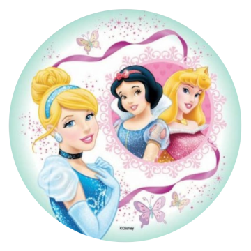 Oblea comestible Princesas: Cenicienta, Blancanieves y Aurora