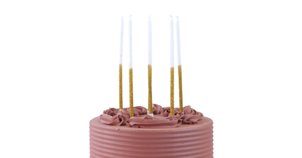 Pack 16 velas de cumpleaños Altas Oro Purpurina PME