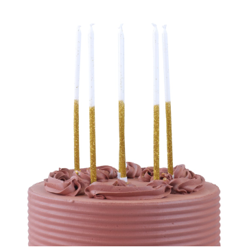 Pack 16 velas de cumpleaños Altas Oro Purpurina PME