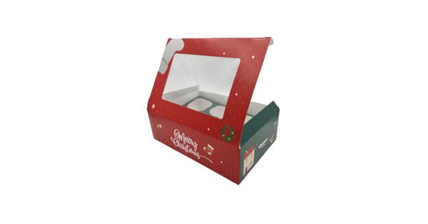 Caja para 6 cupcake con ventana Navidad Pastry Colours